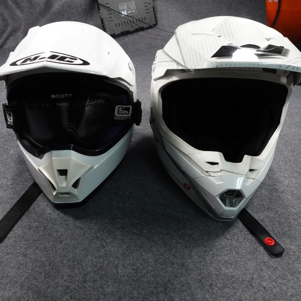 Lot 2 HJC CL-X3 & One industries Motocross Helmet White DOT Snell Approved